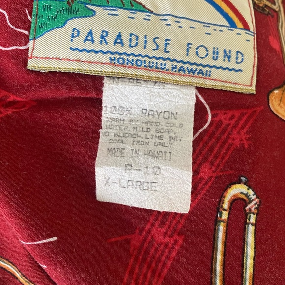 Vtg Paradise Found Honolulu Hawaiian Music Instruments Shirt Size XL.( 59 A ) - Picture 3 of 3